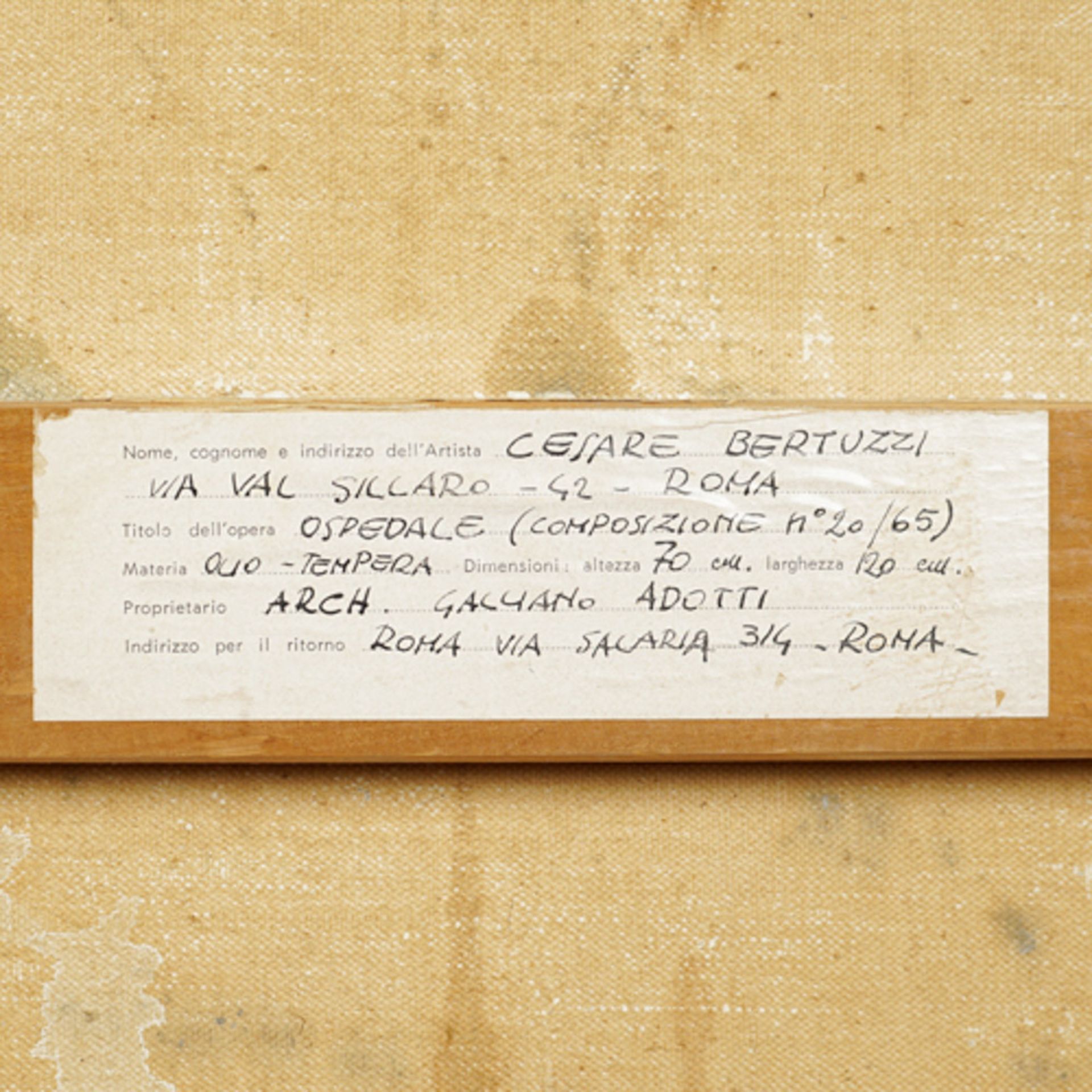 Cesare Bertuzzi Italia, XX Sec. 120x70 cm. - Bild 4 aus 4