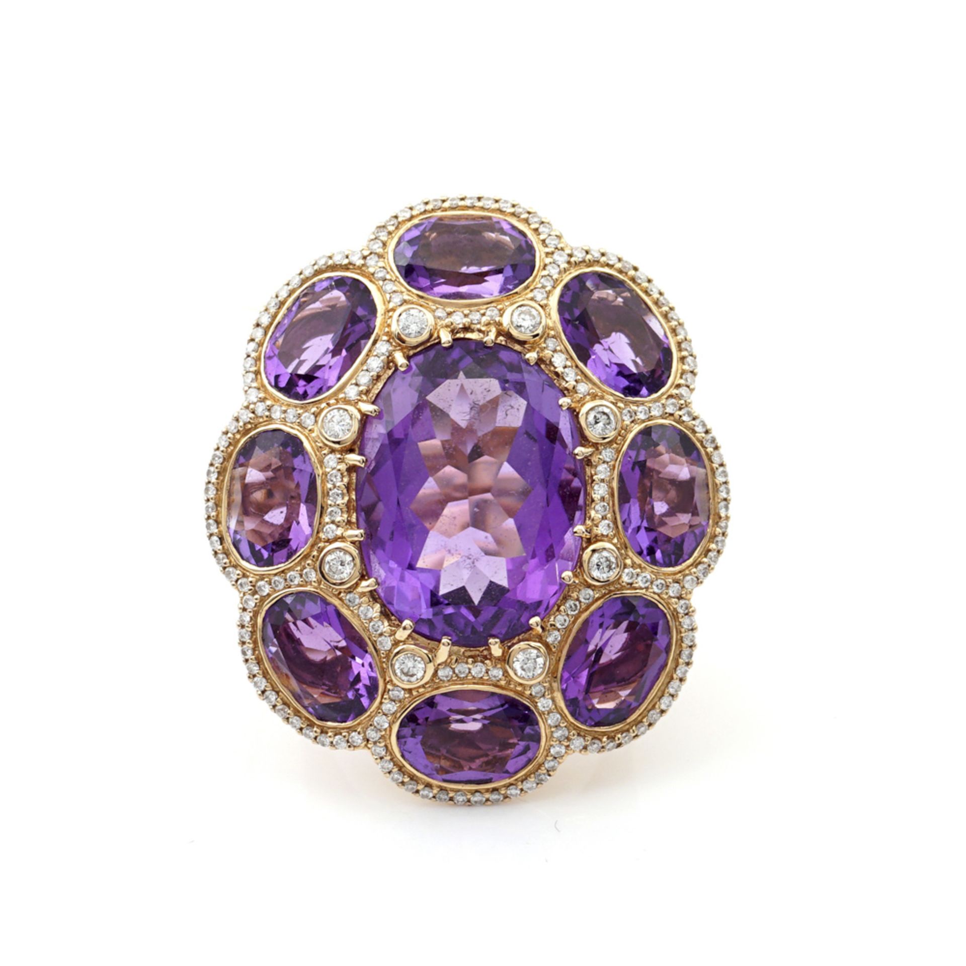 18kt rose gold and amethyst ring weight 17,5 gr. - Image 2 of 2