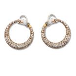 18kt rose gold and diamond pavé creole earrings weight 6 gr.