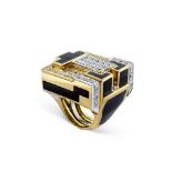 David Webb, "Mega Cubist Ring" signed weight 65 gr