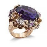 18kt gold and amethyst ring weight 35,5 gr.