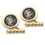 18kt gold circular cufflinks weight 10 gr.