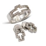 Gucci, 18kt white gold and diamond cross parure weight 8,7 gr.