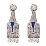 Platinum and diamond Art Deco' earrings weight 11,9 gr.