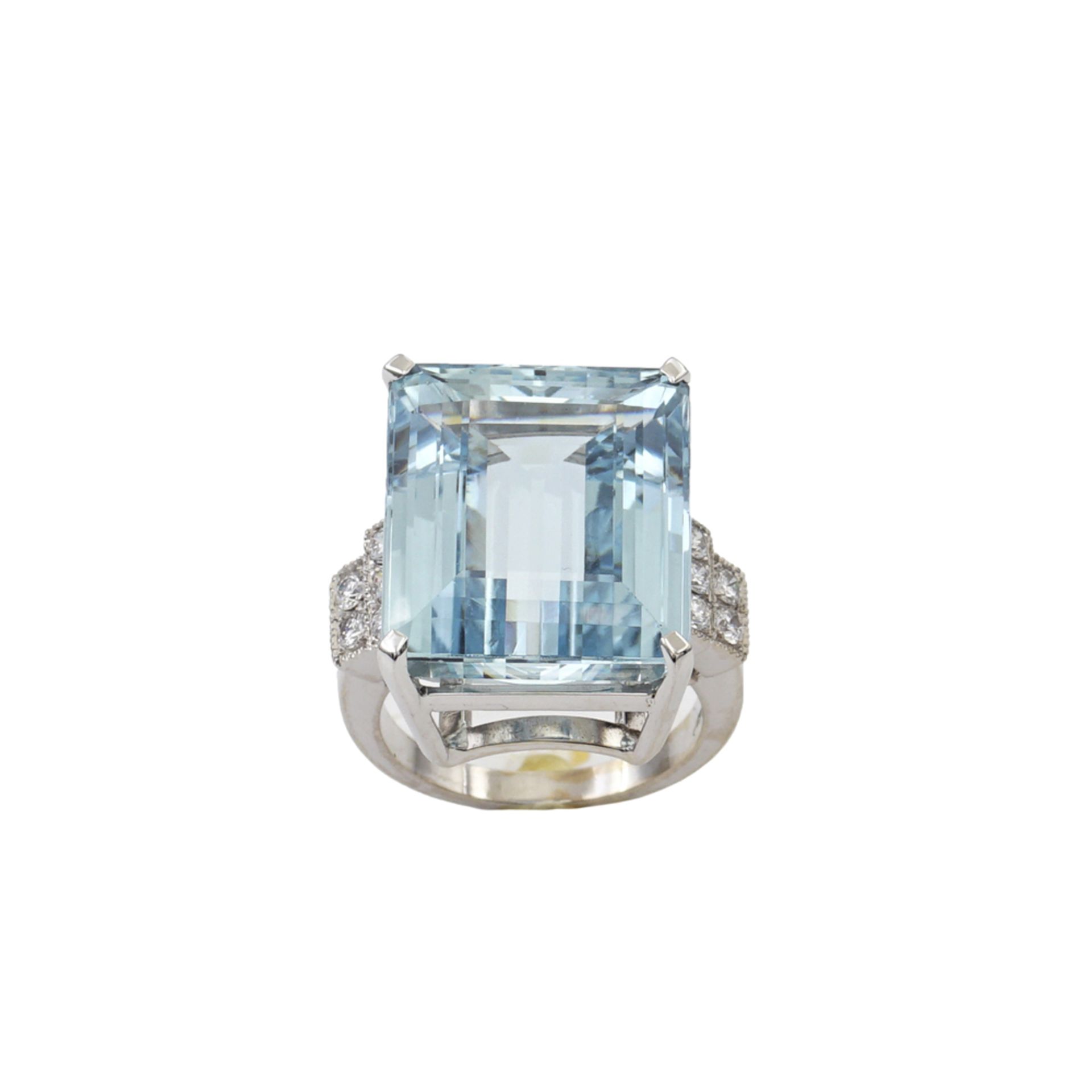 18kt white gold ring with aquamarine ct 27 weight 14,5 gr. - Image 2 of 2