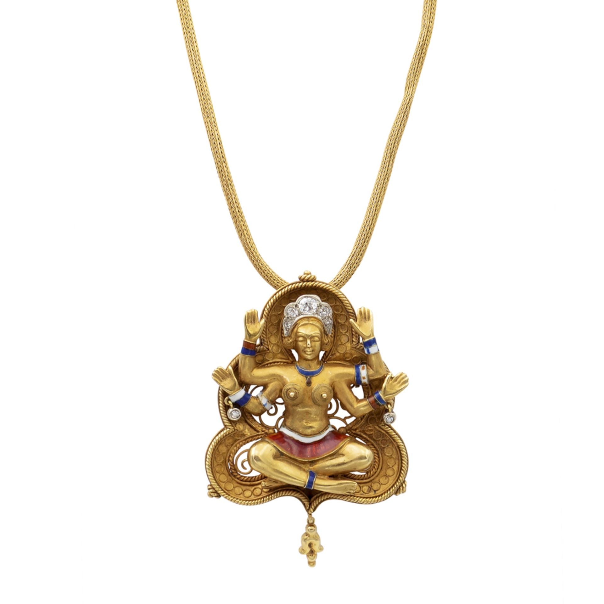 Pendant brooch depicting Kali' Goddess 1940/50s weight 52,90 gr. - Bild 2 aus 3