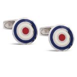 18kt white gold and polychrome enamel circular cufflinks weight 9,5 gr.