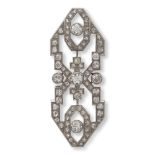 Platinum and diamond geometric motif pendant brooch Art Deco' weight 12,3 gr