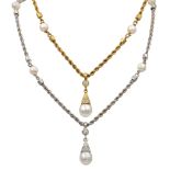 Two 18kt yellow and white gold necklaces weight 34 gr.