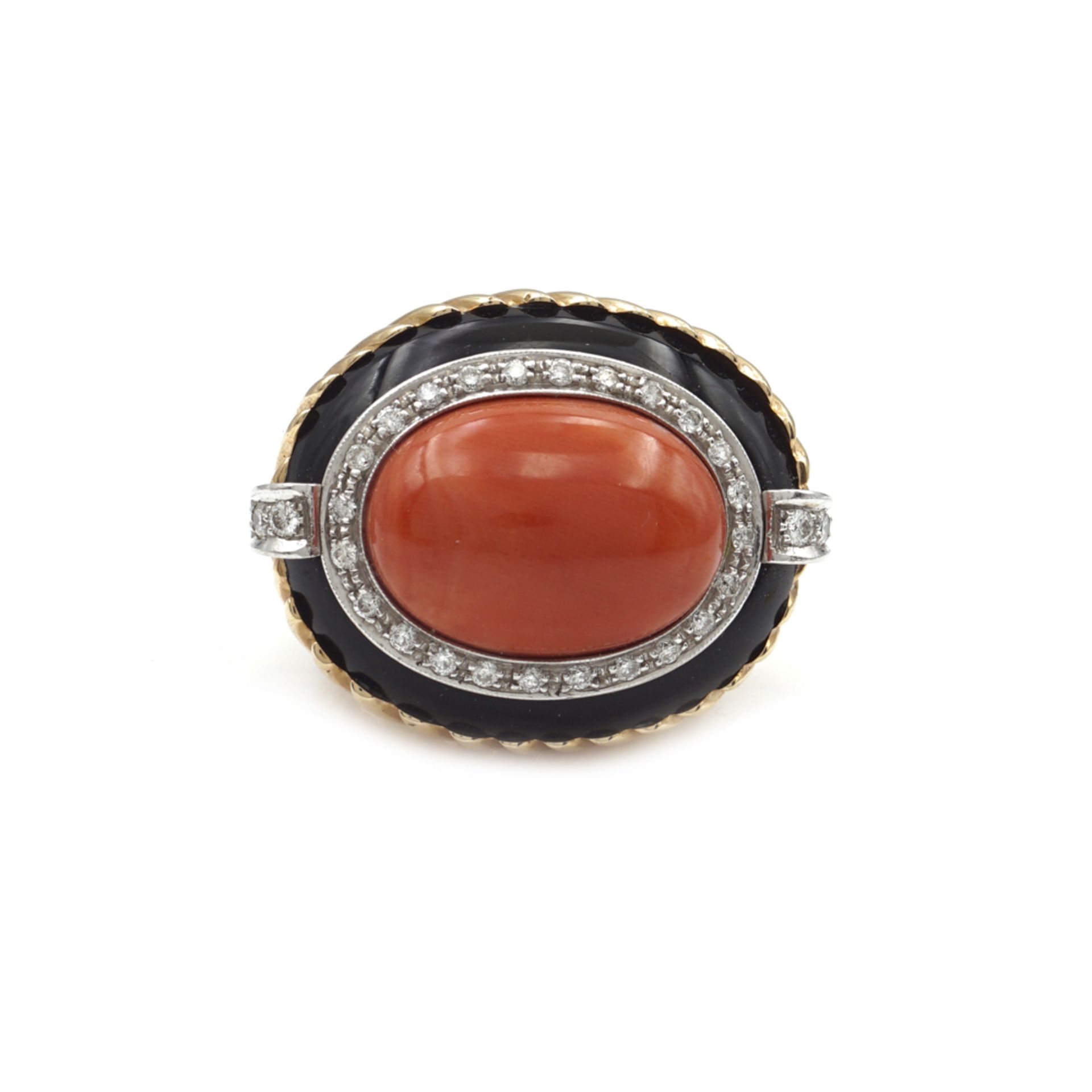 18kt rose gold ring with red coral 1970/80s weight 28,8 gr. - Image 2 of 2
