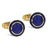 18kt gold and enamel circular cufflinks weight 11 gr.