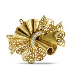 18kt gold bow pendant brooch 1950/60s weight 20,3 gr.