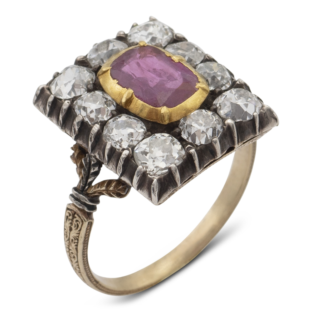 Mario Buccellati, gold and silver ring with ruby early 20th century weight 4,9 gr.