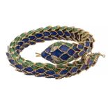 18kt gold and polychrome enamel snake bracelet 1970/80s weight 107 gr