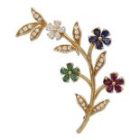 18kt gold ramage brooch, weight 14,3 gr