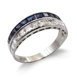 18kt white gold double riviere ring weight 3,3 gr