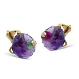 18kt gold and amethyst lobe earrings weight 10 gr.