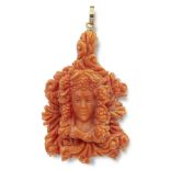 A coral sculpted pendant Sicily, 19th century