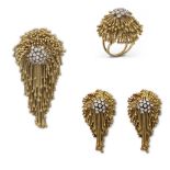 18kt gold and diamond fringe parure 1940/50s weight 114 gr.