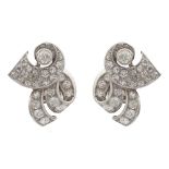 18kt white gold and diamond earrings 1940/50s weight 10,6 gr