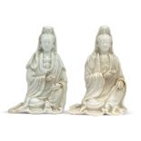 Two Blanc de Chine Guanyin figures China, 18th-19th century h. 12 cm.