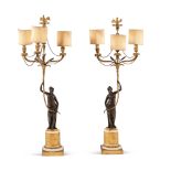 Pair of electrified burnished and gilt bronze candelbra France, 19th century h. 89 cm.