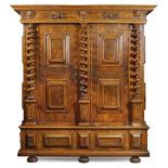 Walnut wardrobe European manufacture, 17th-18th century 238x220x79 cm.