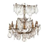 Twelve-lights bronze and glass chandelier Italy, 19th - 20th century 65x50 cm.