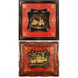 Two lacquered wooden panels China, 19th century