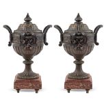 Pair of burnished metal potiches France, 19th-20th century h. 33 cm.