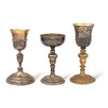 Group of silver and metal eucharistic chalices (3) 19th-20th century h. 24 cm. (maximum)
