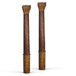 Pair of wood columns Italy, 18th century h. 410 cm.