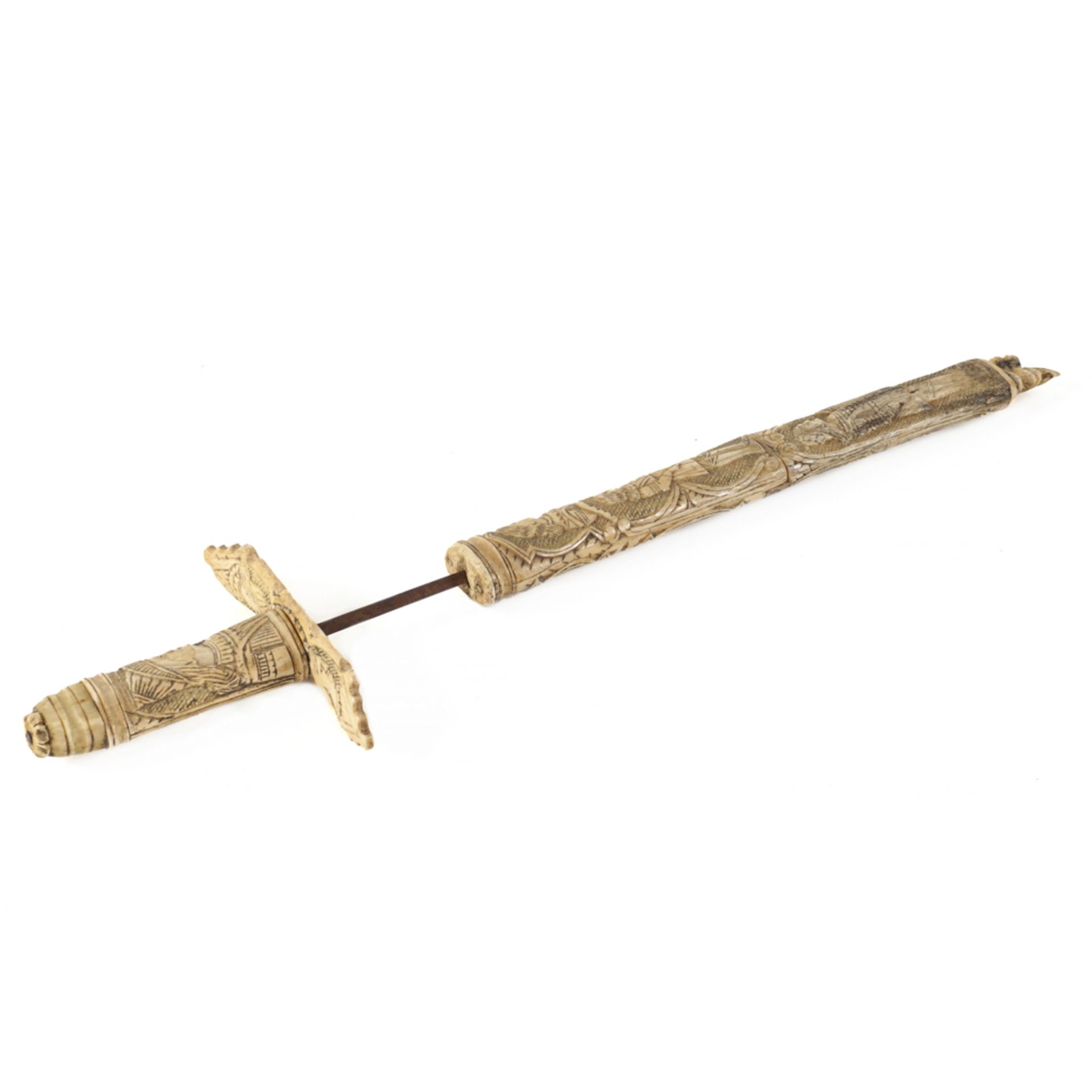 Bone dagger Germany, 17th-18th century l. 52 cm. - Image 2 of 2