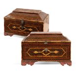 Pair of inlaid wooden boxes Syria, 19th century 19x28x17 cm.
