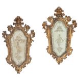Pair of giltwood mirrors Italy, 18th century 64x37 cm.