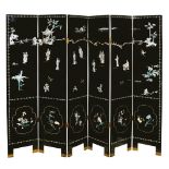 Lacquer wood six-panel folding screen China, 19th-20th century 185x240 cm