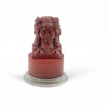Antique red marble female sculpture Italy, 19th-20th century 17x13x9,5 cm.