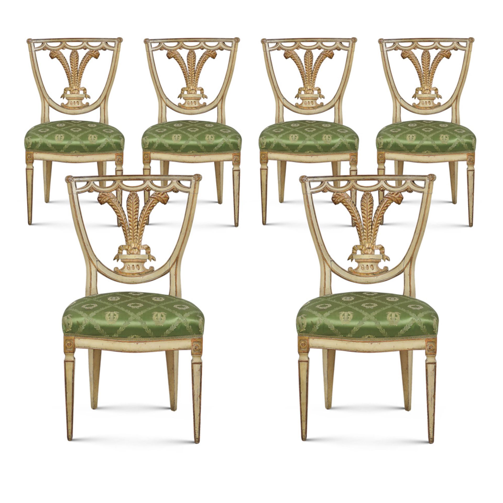 Six lacquered and giltwood chairs Lucca, 19th century 92x50x45 cm