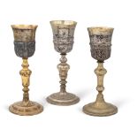 Group of silver and metal eucharistic chalices (3) 19th-20th century h. 24,5 cm. (maximum)