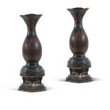 Pair of bronze and polychrome enamel vases China, 18th-19th century h. 62 cm.