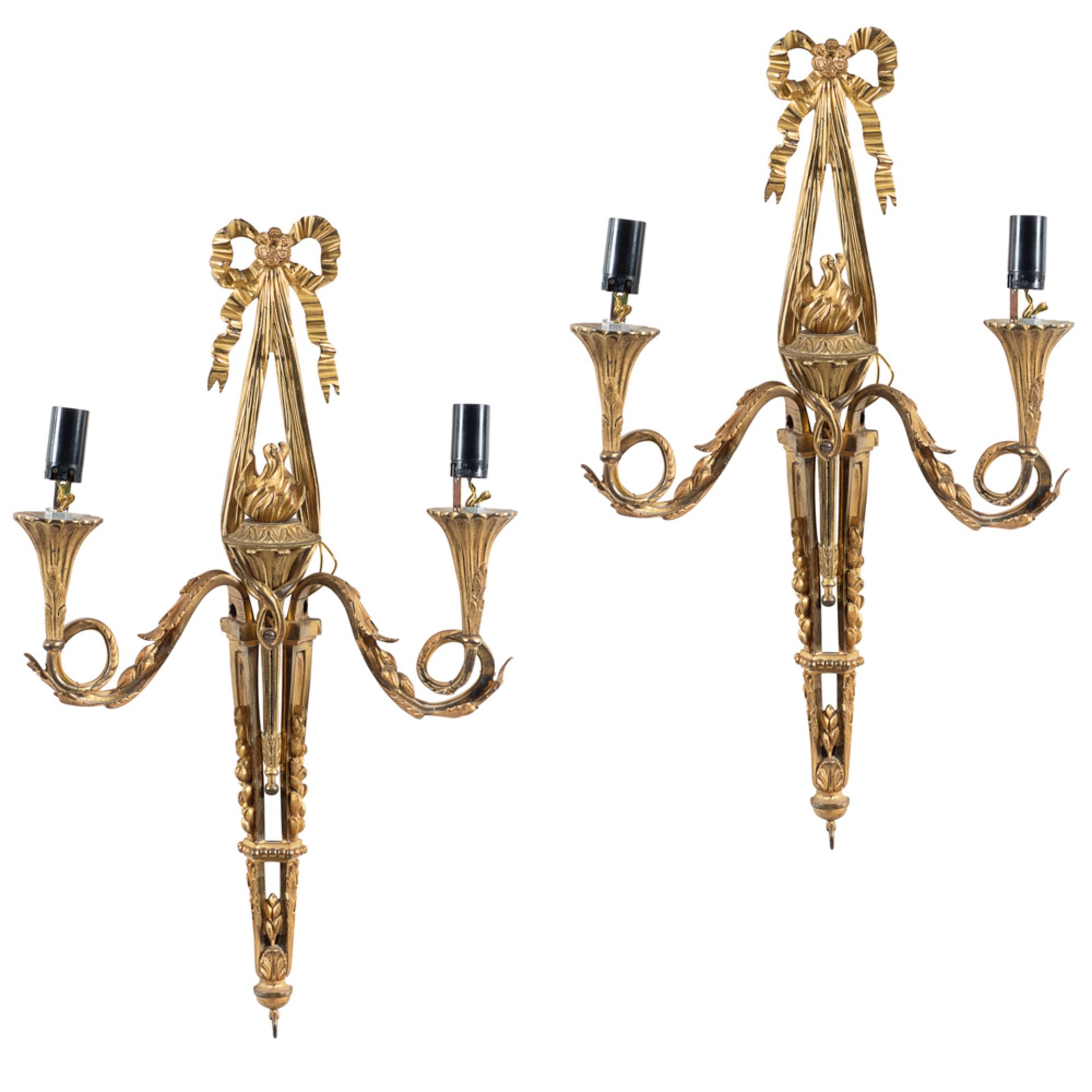 Pair of two-lights gilded bronze appliques France, 19th - 20th century 50x30 cm.