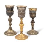 Group of silver and metal eucharistic chalices (3) 19th-20th century h. 25,5 cm. (maximum)