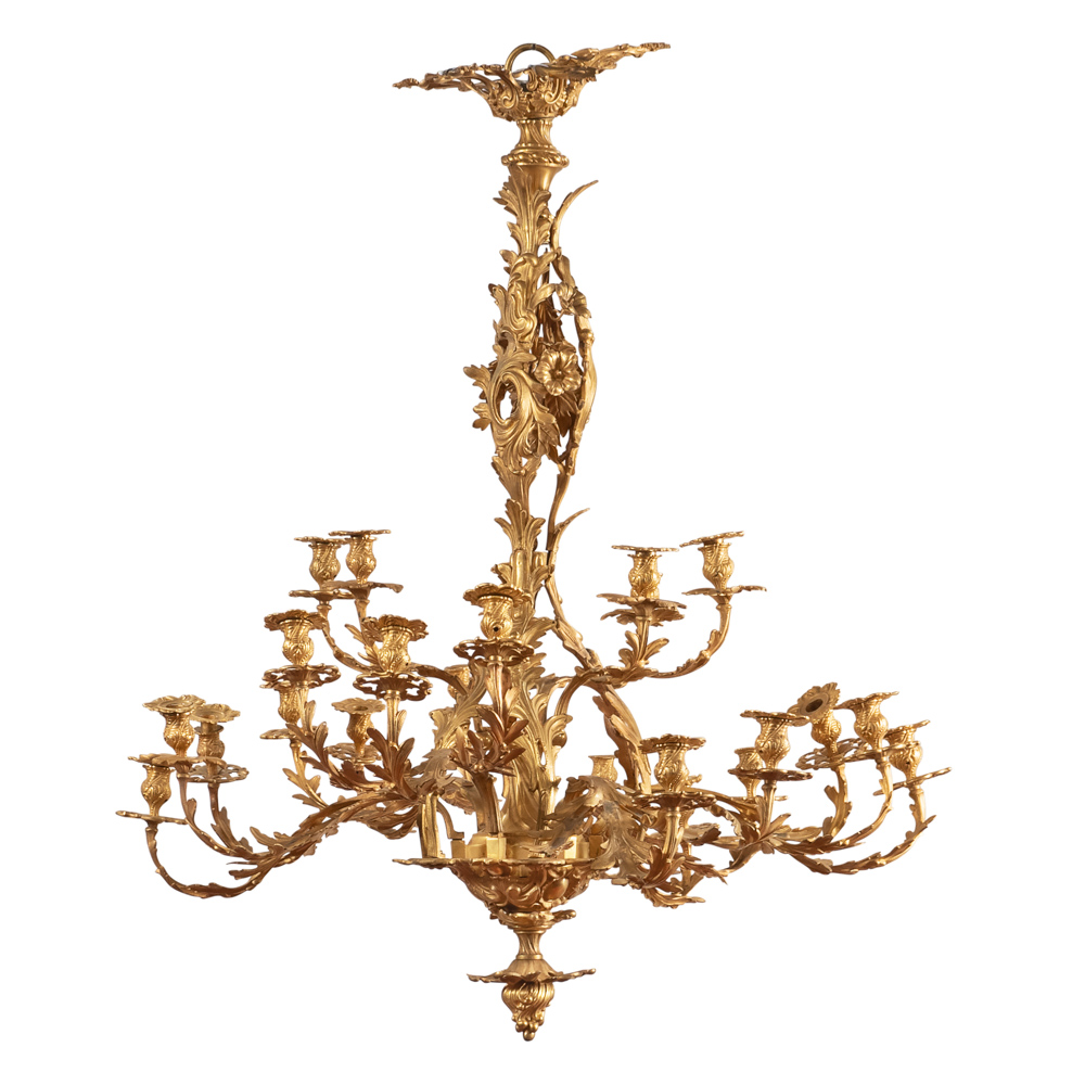Large 24 lights gilt bronze chandelier France, 19th century 110x93 cm.