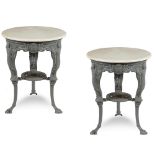 Pair of round cast iron coffee tables 20th century 76x60 cm.