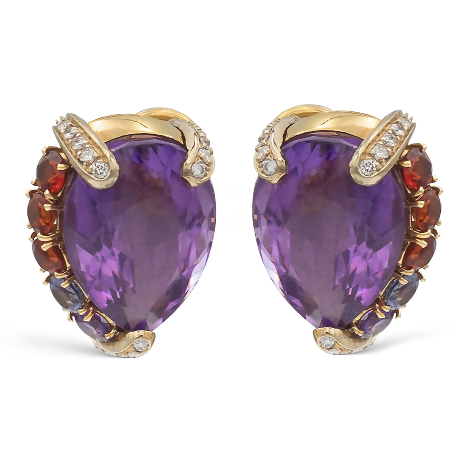 18kt yellow gold earrings with two amethysts weight 21,1 gr.