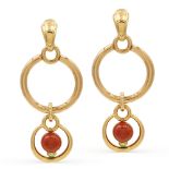 Bulgari, 18kt yellow gold and coral earrings 1990s circa weight 33 gr.