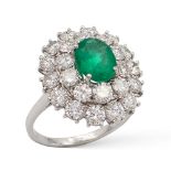 Ring with natural Columbian emerald 1,49 ct weight 6,8 gr.