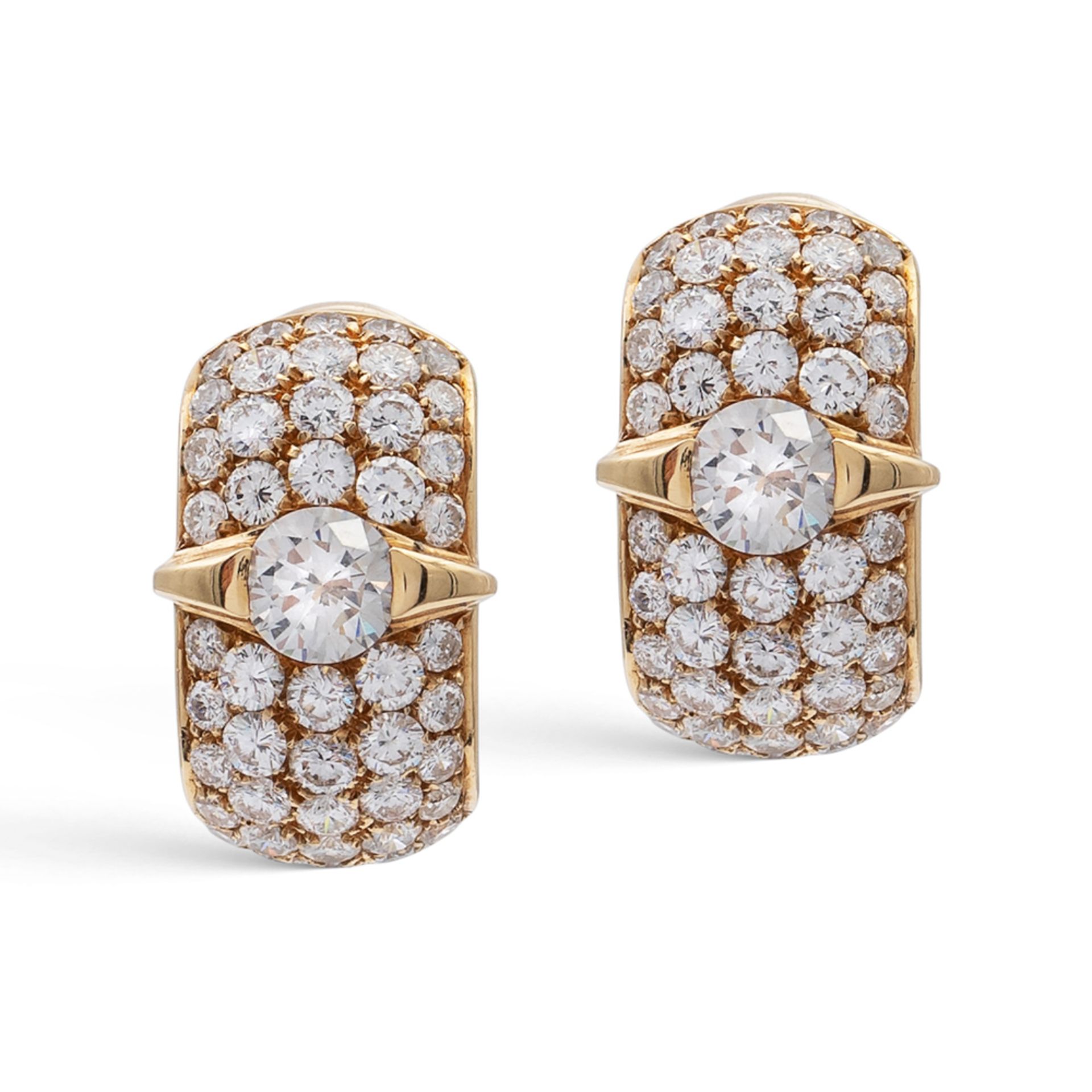 18kt yellow gold and diamond earrings weight 8,4 gr.