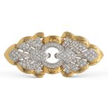 18kt yellow and white gold brooch with diamonds weight 27,5 gr.