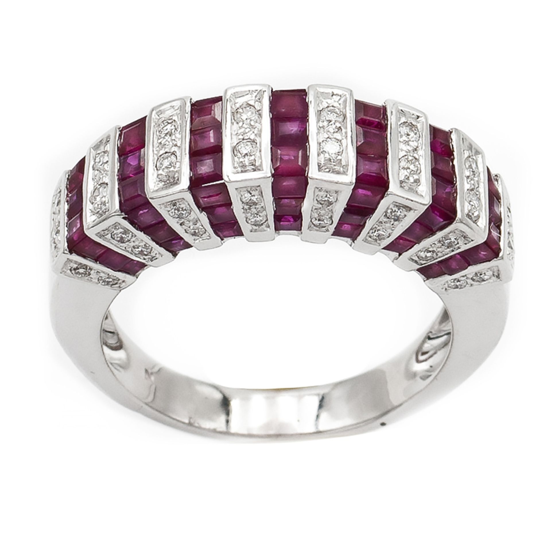 Platinum, diamond and rubies rivière ring weight 7,5 gr. - Image 2 of 2